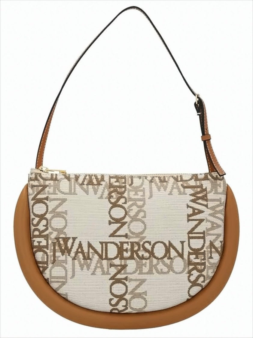 J. W. Anderson Crescent-Shaped Canvas Shoulder Bag With Leather Trim