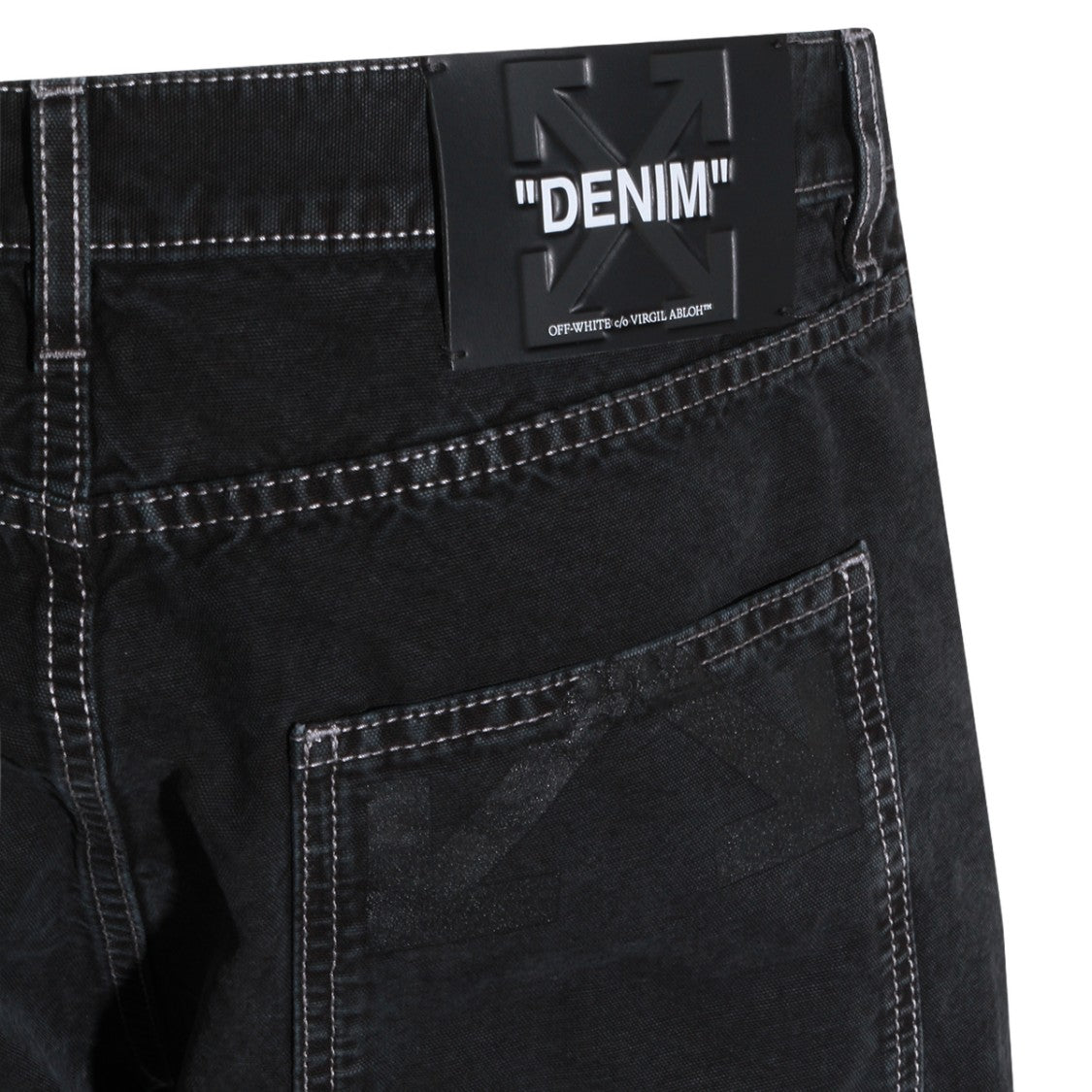 Off-White Straight-Leg Black Denim Trousers With High Waist