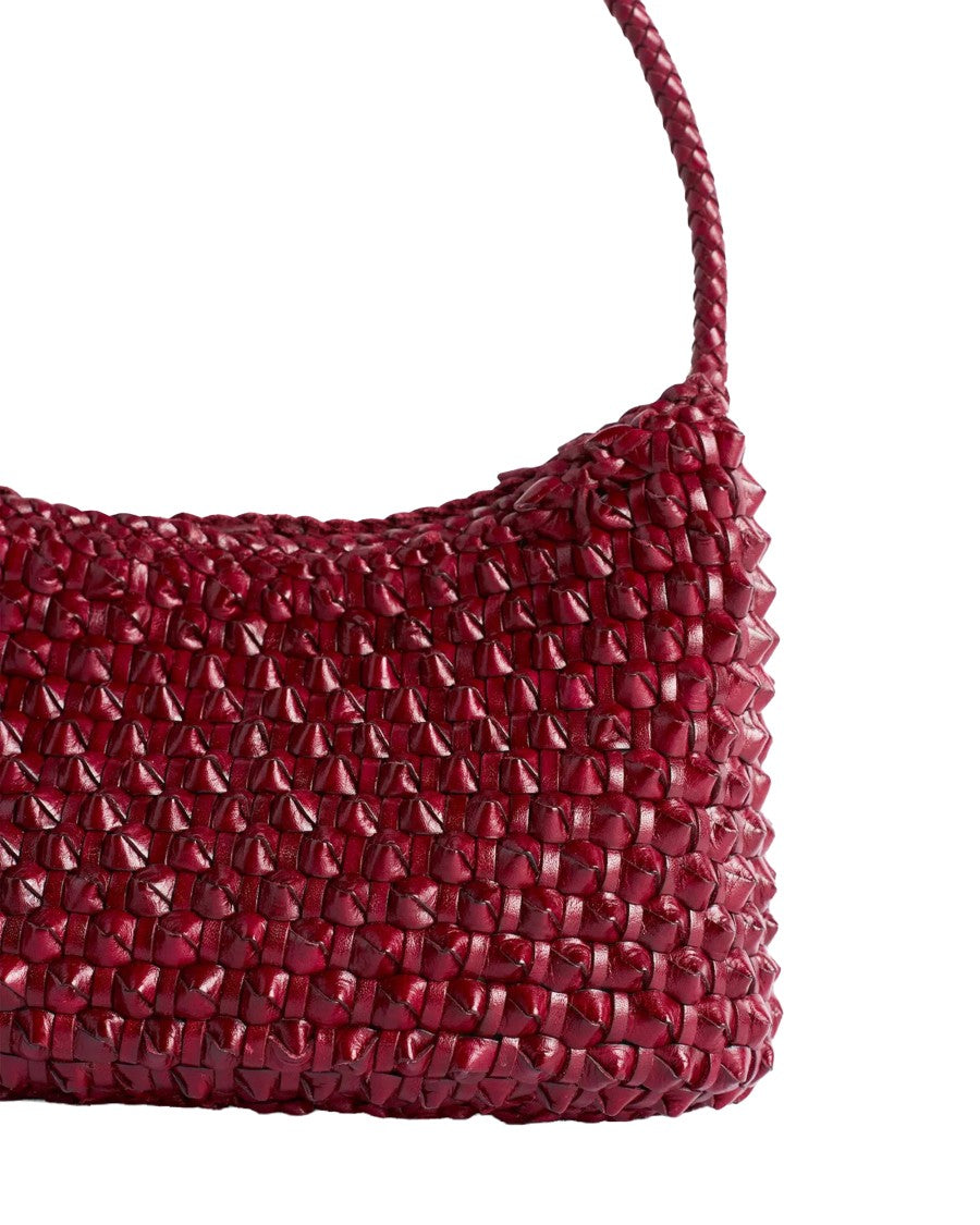 Dragon Diffusion Basil Cactus Bordo Woven Leather Shoulder Bag