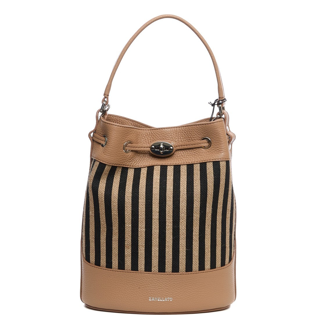Zanellato Monda Small Bag In Black Riga Straw Fabric