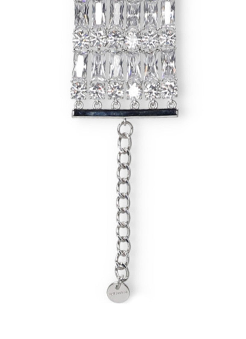 Self-Portrait Multi-Row Crystal-Embellished Brass Bracelet