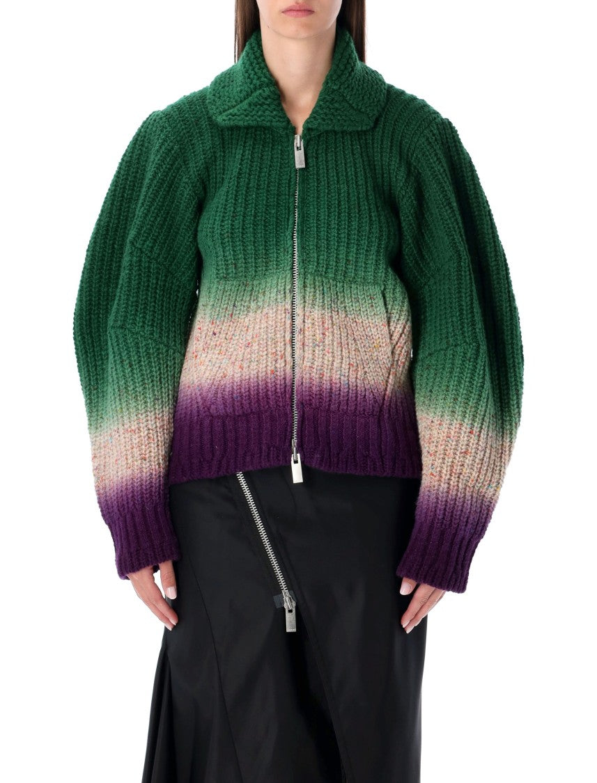 Sacai Multicolor Knitted Wool Bomber Cardigan