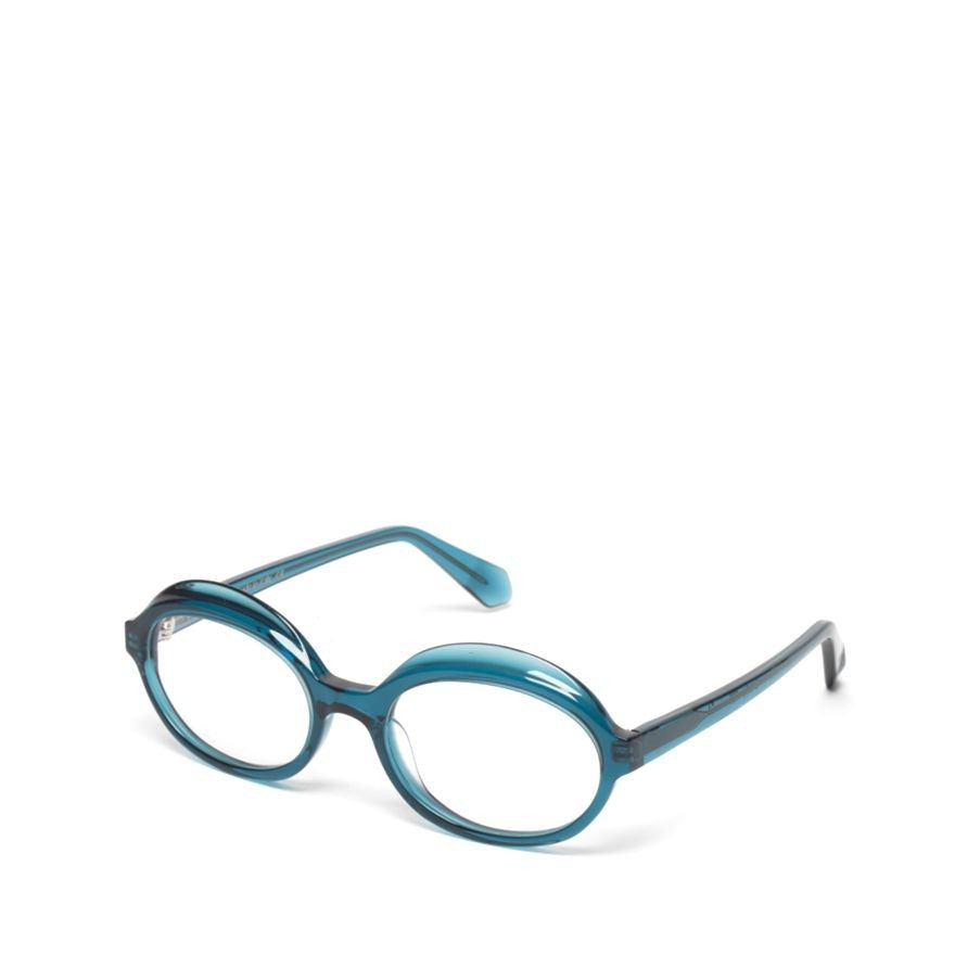 Rewind Gravity Rounded Frame Acetate Eyeglasses In Translucent Teal Blue