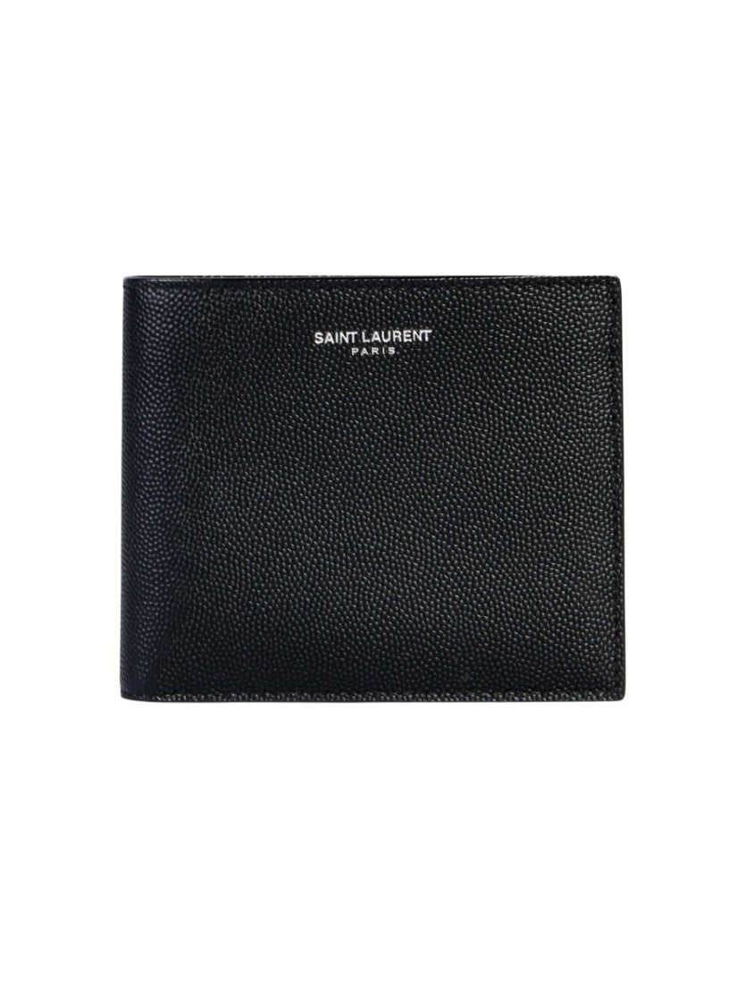 Saint Laurent Textured Calfskin Bi-Fold Wallet With Coin Pouch