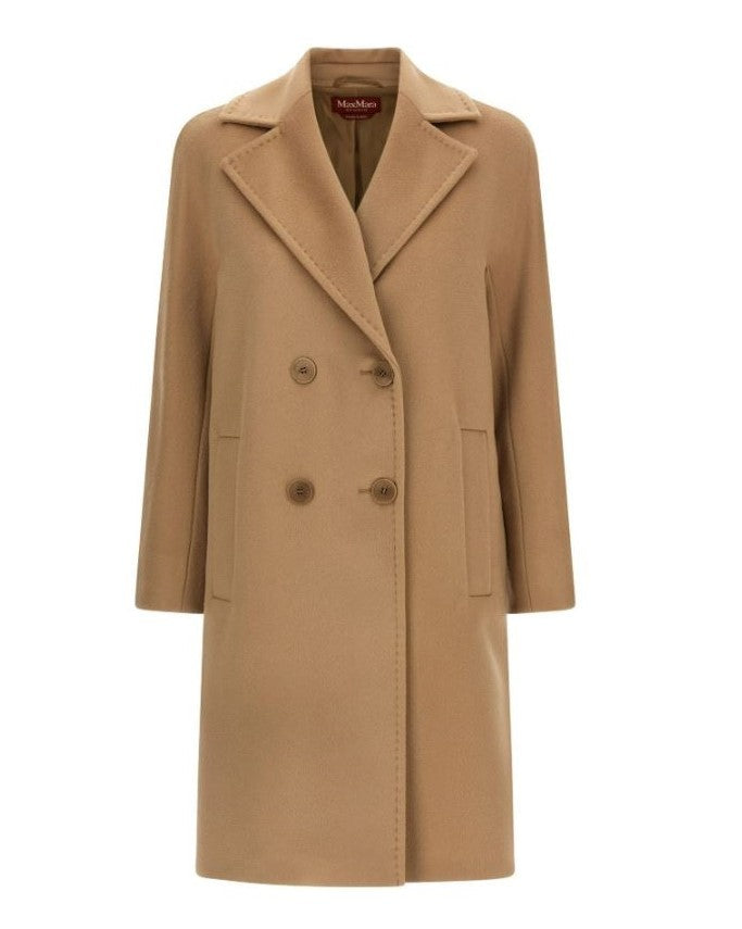 Max Mara Double-Breasted Camel Coat With Kimono Sleeves