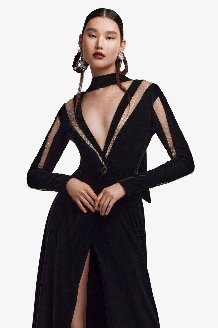 Saiid Kobeisy Velvet Long Dress