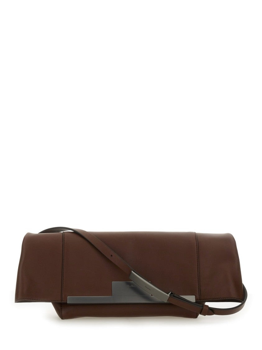 Max Mara Medium Clutch With Clasp Closure In Calf Leather