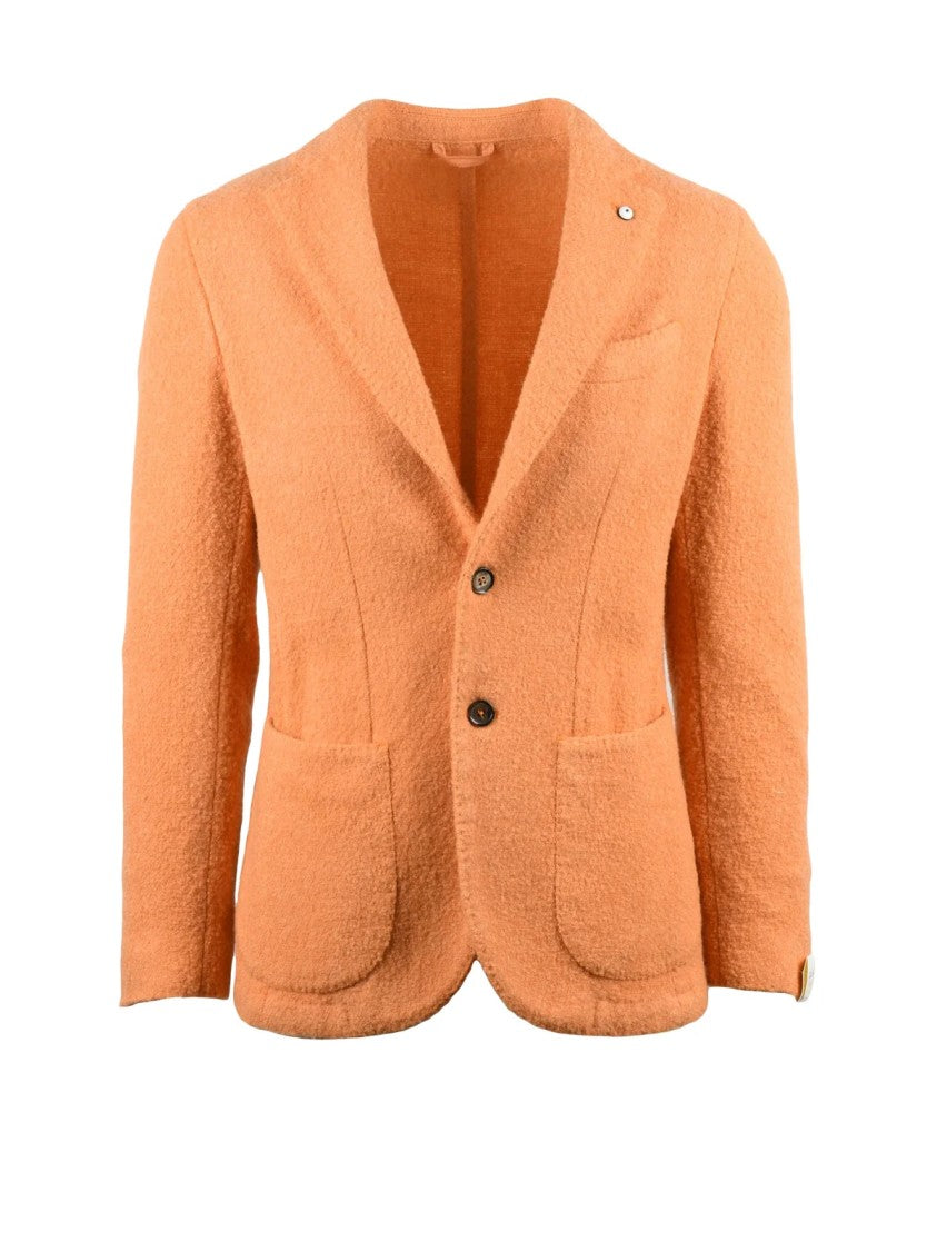 L.B.M. 1911 Textured Bouclé Blazer With Tailored Fit In Warm Orange