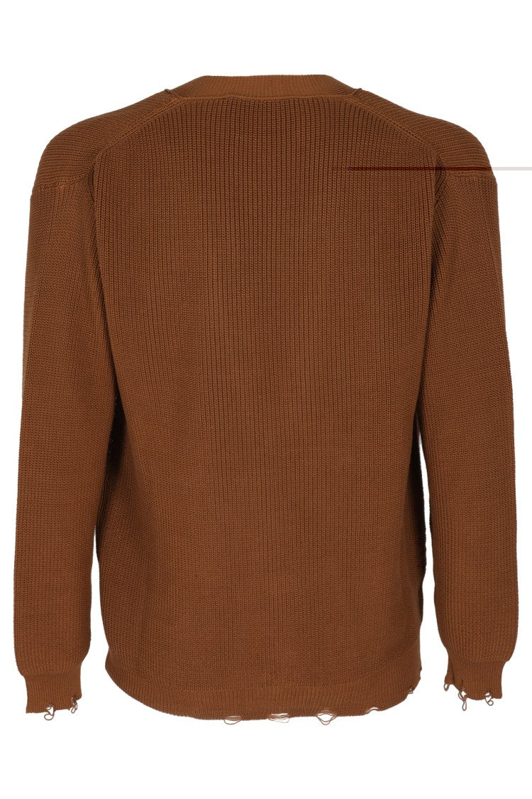 Amaranto Brown Cotton Knit Cardigan