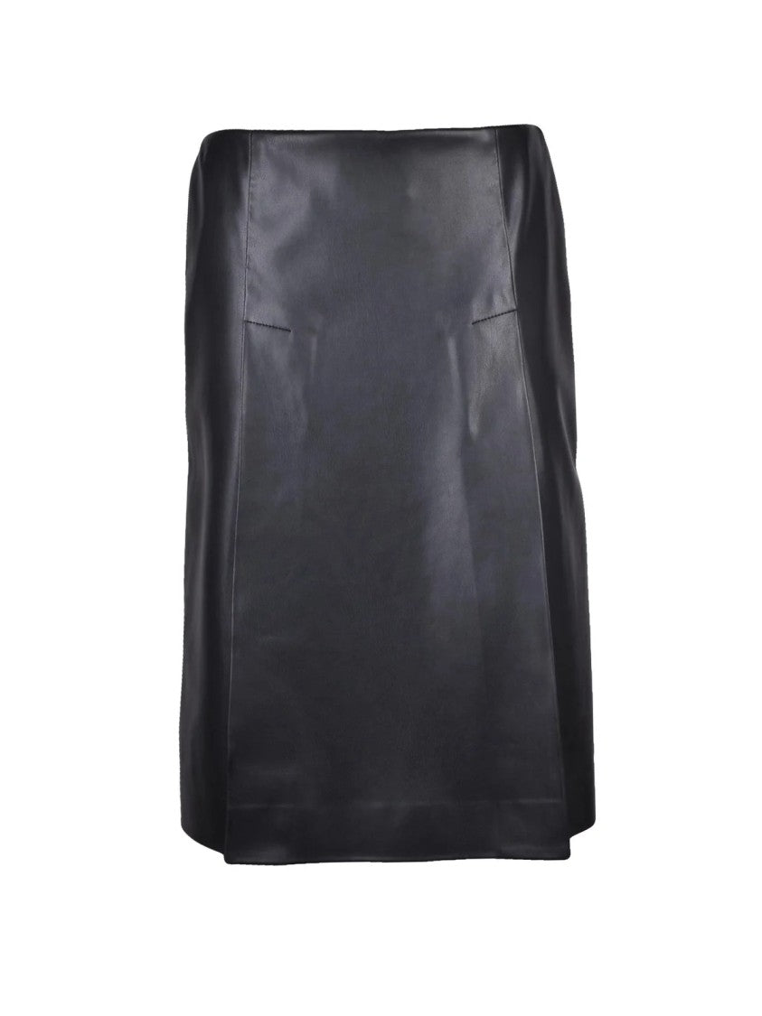 Stella Mccartney Black Polyester Women's Faux Leather Midi Skirt