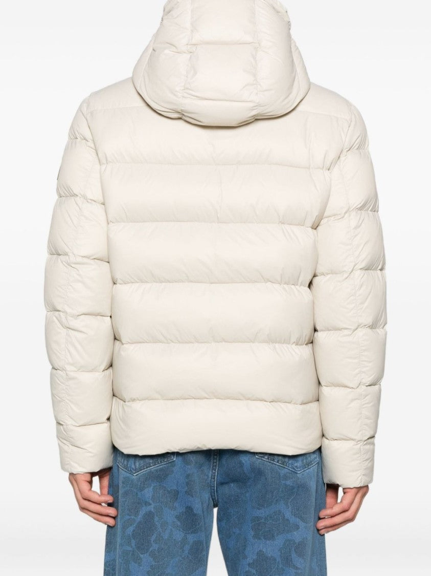 Fay Quilted Beige Jacket With Adjustable Hood