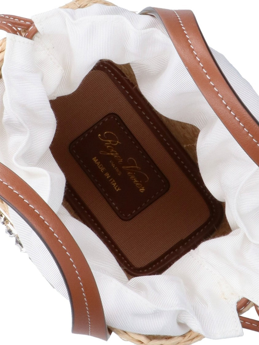 Roger Vivier Mini Shoulder Bag With Raffia Body