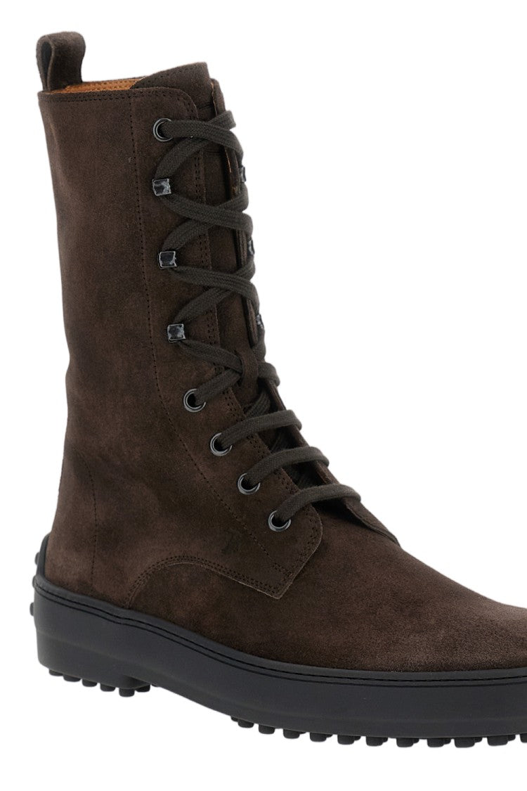 Tod's Brown Winter Gommino 84L Waterproof Suede Ankle Boots