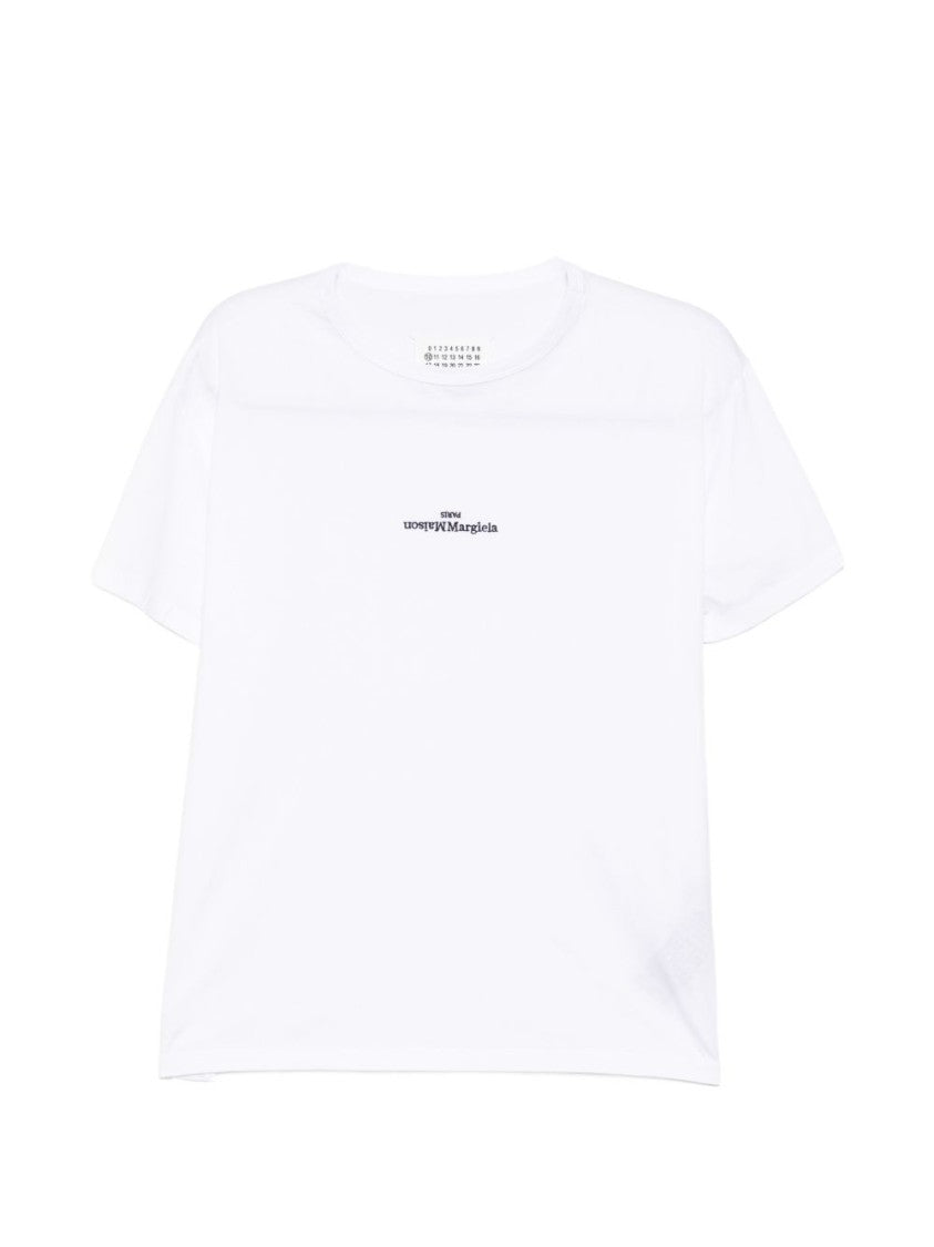 Maison Margiela White Short-Sleeve Upside-Down Logo T-Shirt