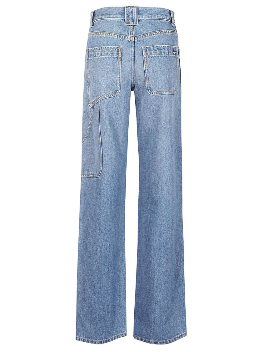 Tory Burch High-Waisted Straight-Leg Denim With Contrasting Stitching