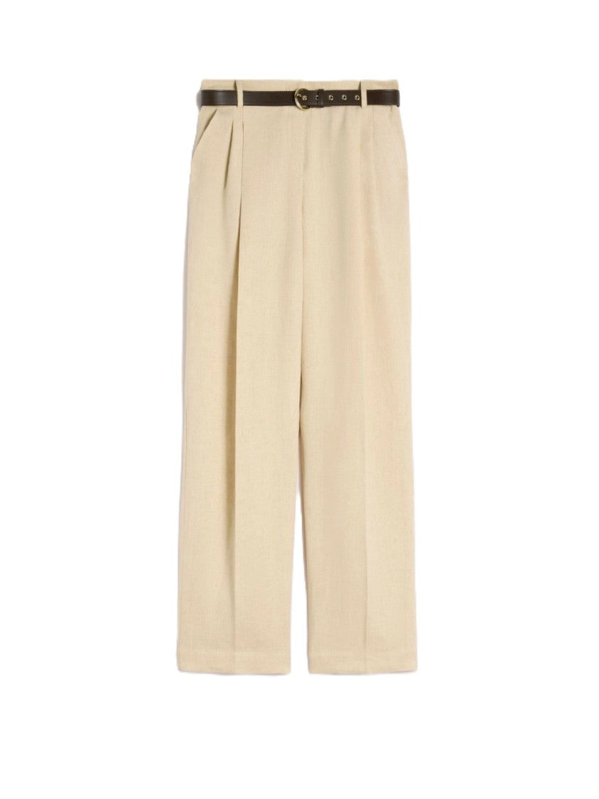 Max Mara Wide-Leg Trousers With High Waist And Pleated Front