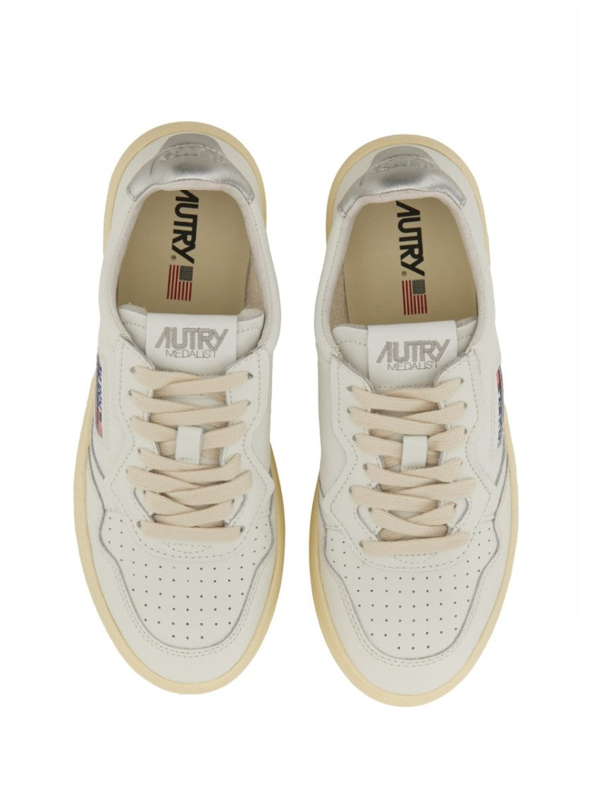 Autry Medalist Low Perforated Metallic Leather Sneakers