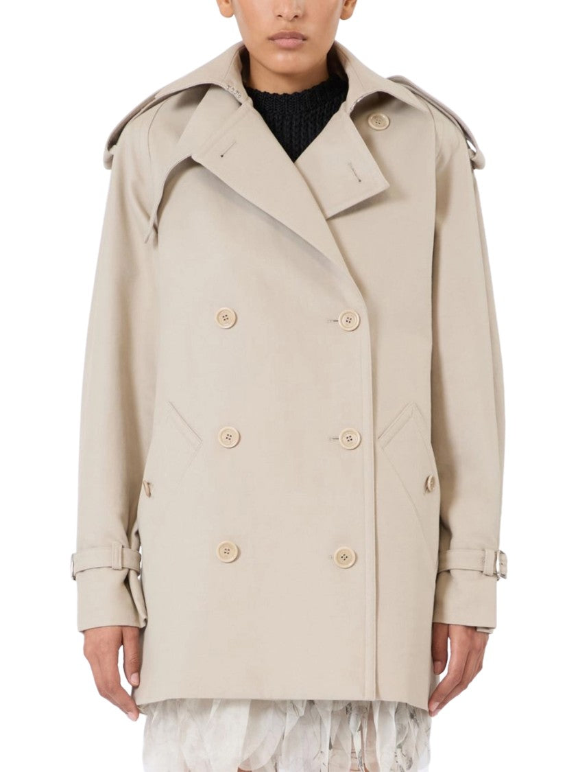 Max Mara Double-Breasted Short Trench Coat With Belted Waist