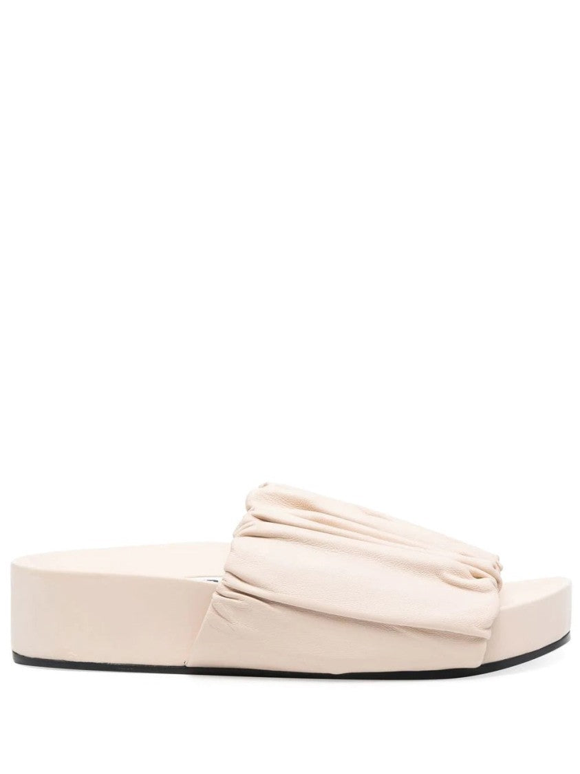 Jil Sander Gathered Texture Open Sandals With Platform Sole
