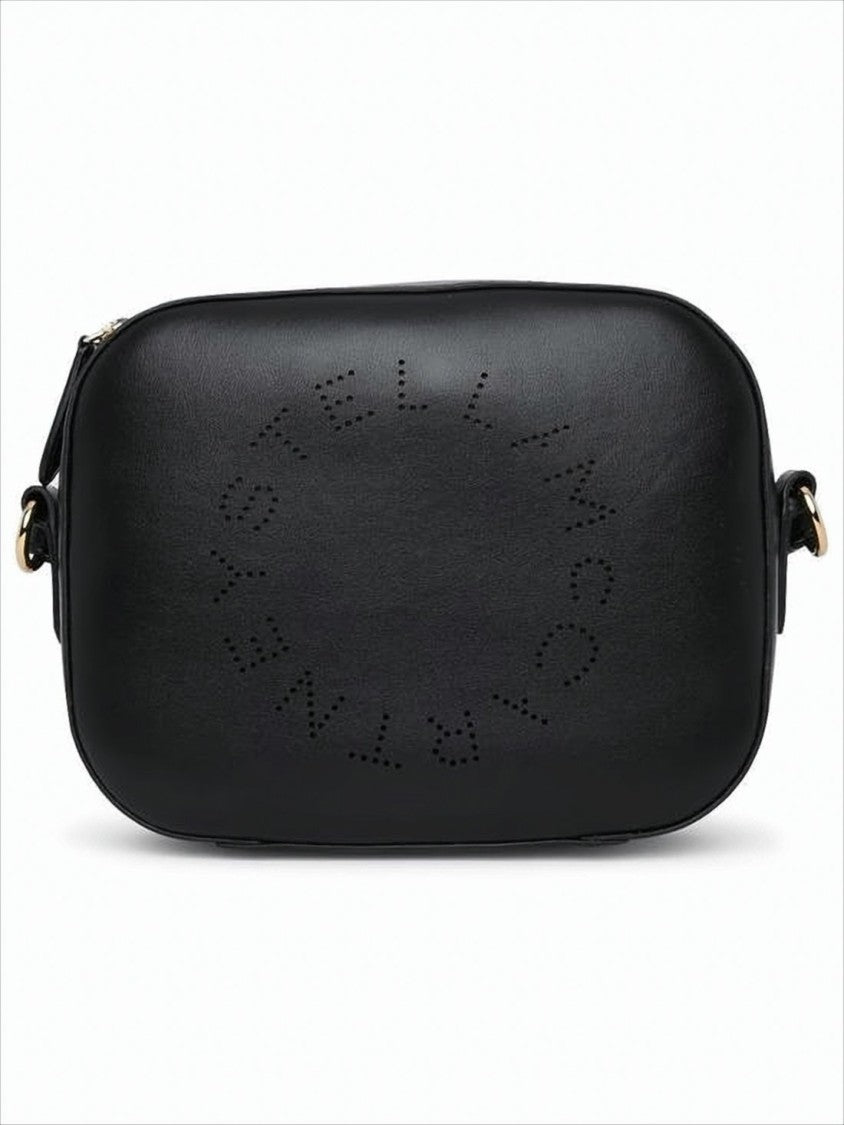 Stella Mccartney Rectangular Black Crossbody Bag With Perforated Logo And Adjustable Strap