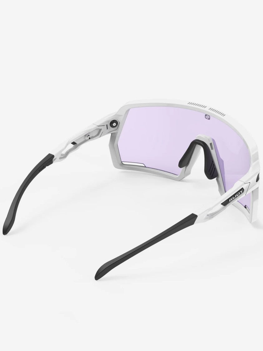 Rudy Project Bold Angular Sunglasses With White Frame And Light Purple Lenses