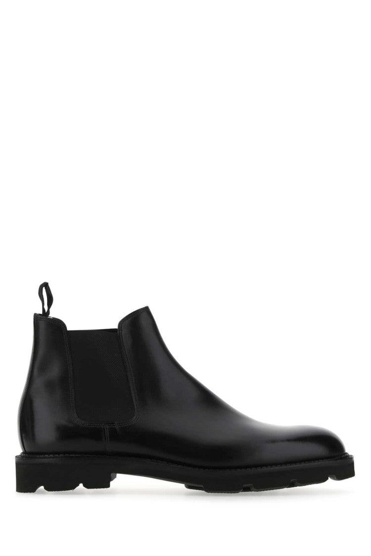 John Lobb Black Leather Lawry Ankle Boots