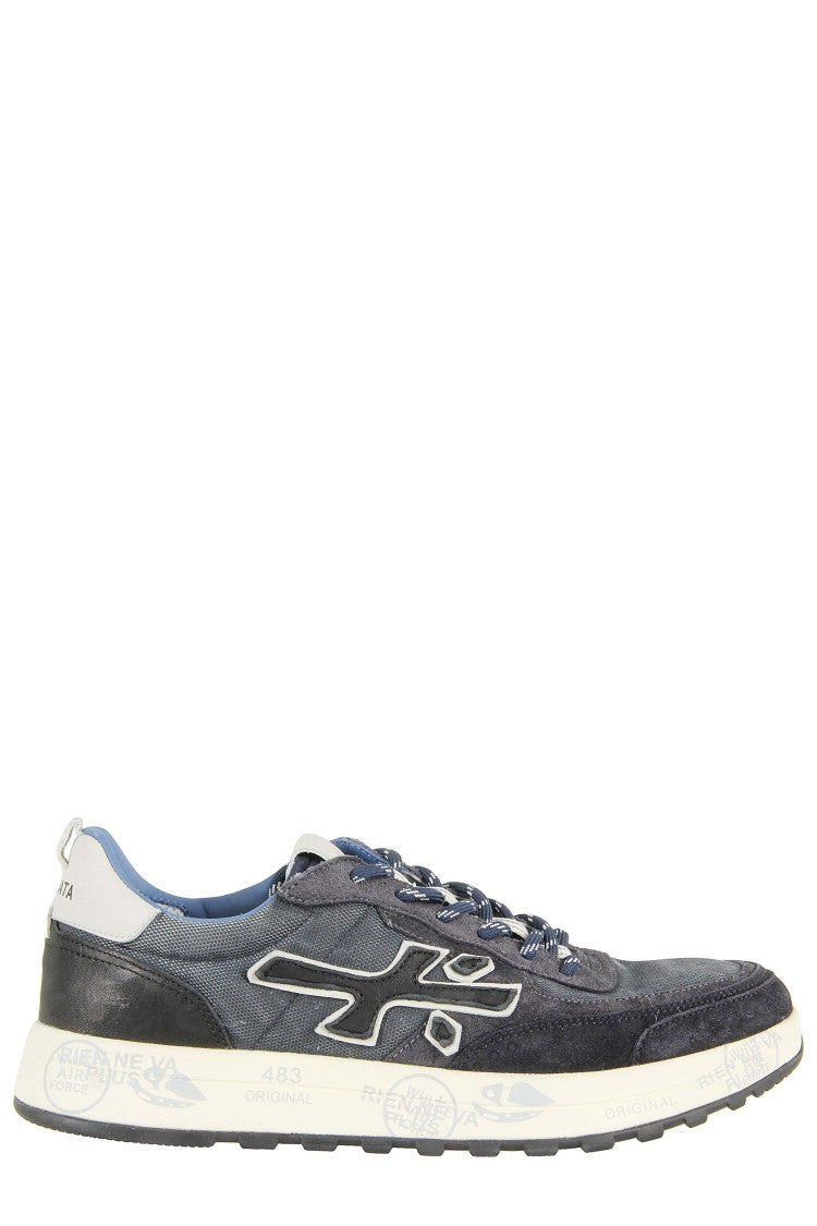 Premiata Low-Top Blue Sneakers With Suede Accents