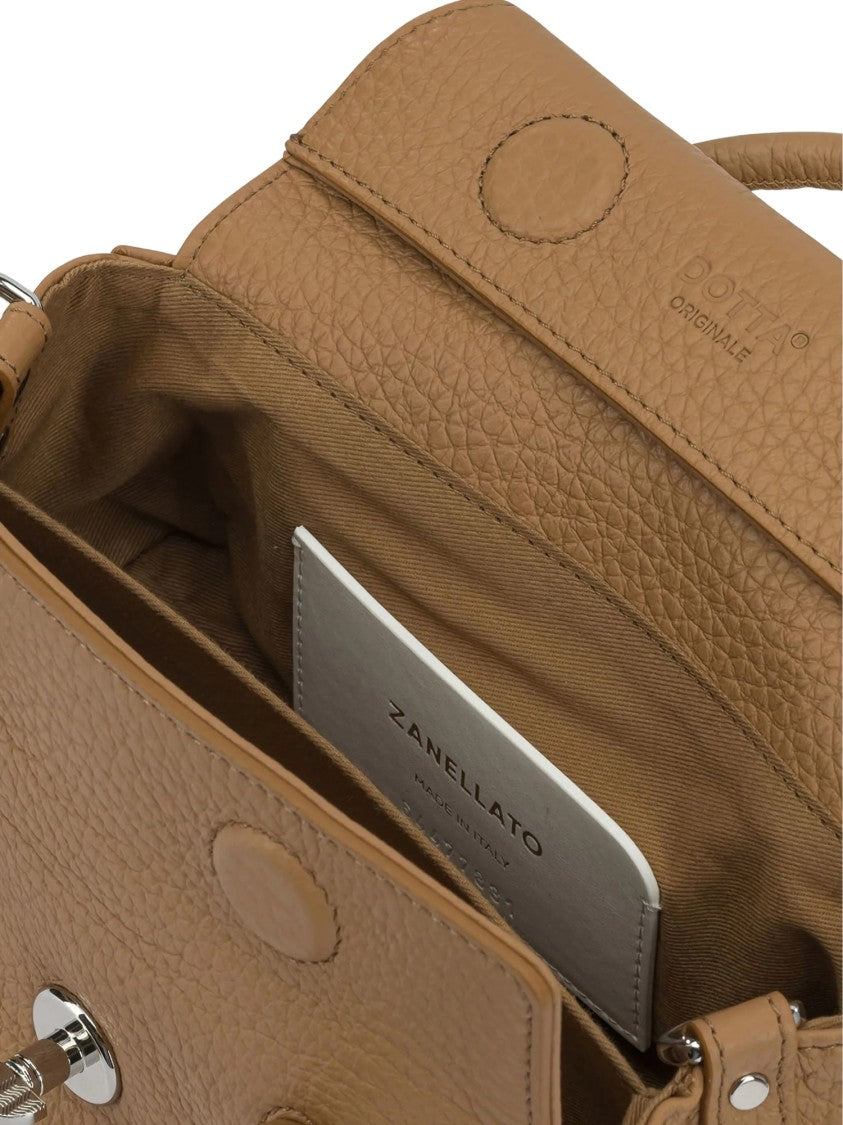 Zanellato Textured Leather Studded Tote Bag With Turn-Lock Closure