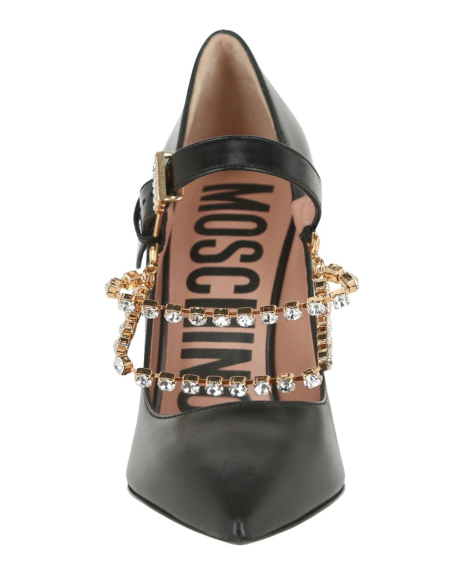 Moschino Rhinestone-Embellished Leather Pumps