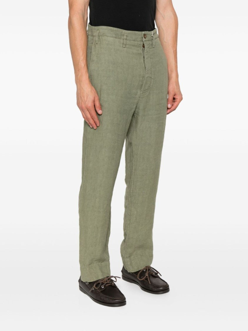 Vivienne Westwood Khaki Green Straight Leg Turn-Up Trousers