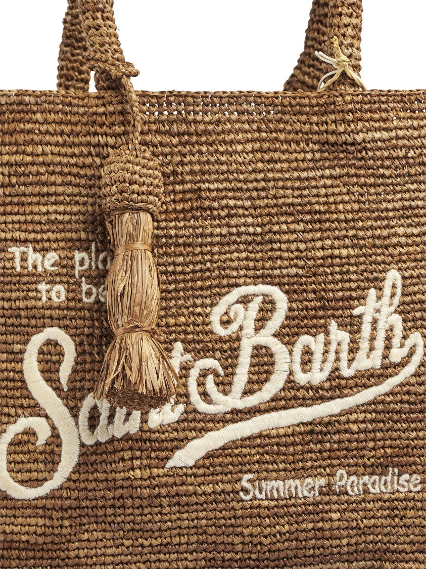 Mc2 Saint Barth Fringed Raffia Handbag With Decorative Tassel