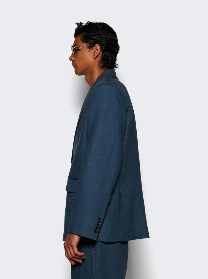 Bode Lightweight Double-Breasted Suit Jacket - Teal