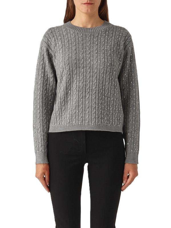 Max Mara Ussuri Cable Knit Sweater In Virgin Wool