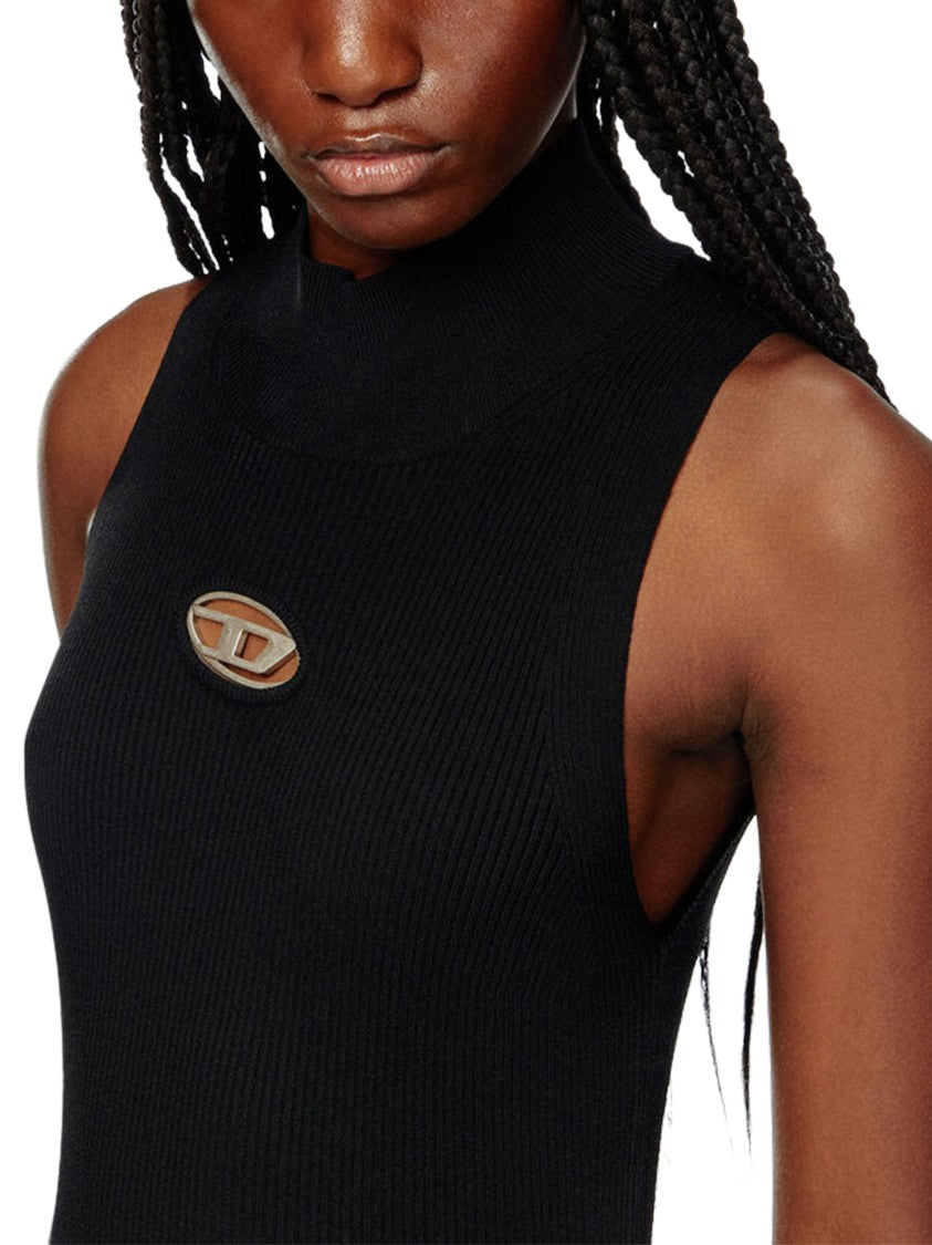 Diesel M-Onervax Fitted Sleeveless Black Ribbed Top
