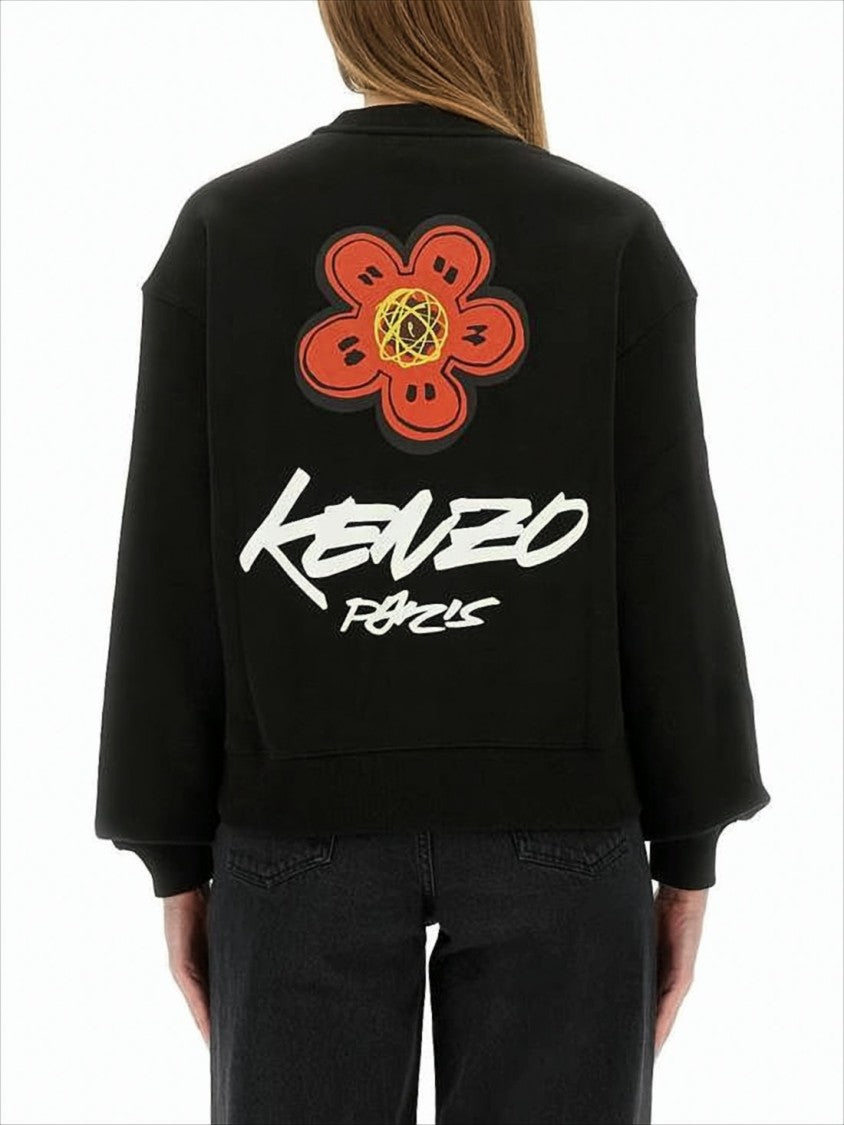 Kenzo Relaxed Fit Black Long-Sleeve Top With Graphic Art
