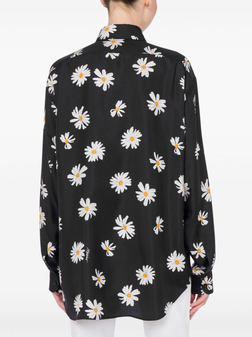 Moschino Black Spread Collar Long Sleeve Top