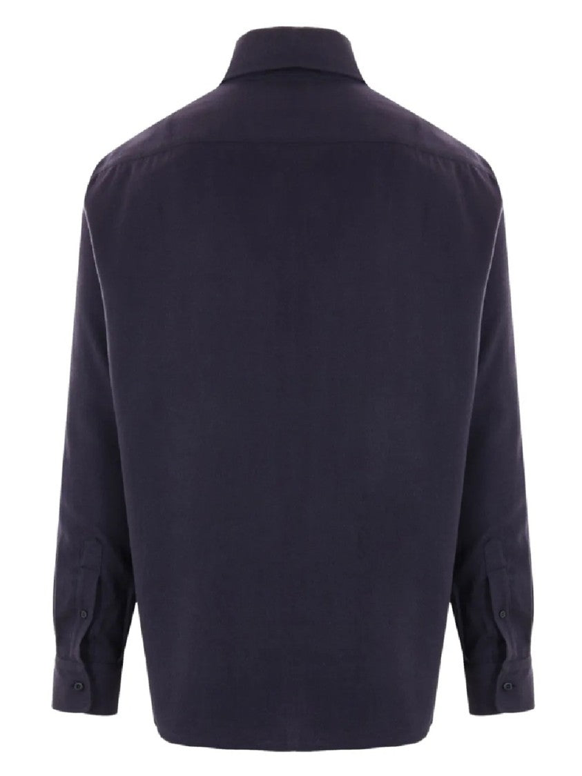 Brunello Cucinelli Button-Up Shirt With Classic Collar And Herringbone Texture