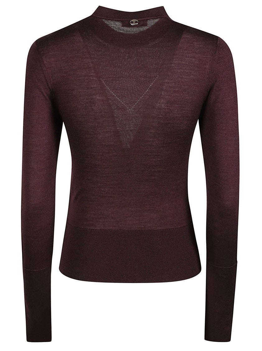 Rabanne Round Neck Long Sleeve Sweater With Geometric Knit Patterns