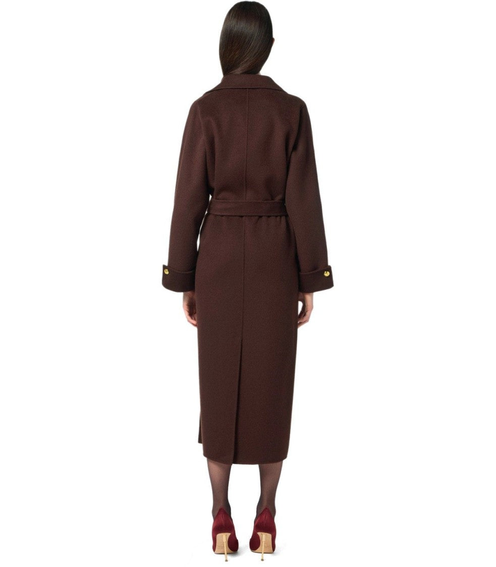 Elisabetta Franchi Coffee Belted Coat