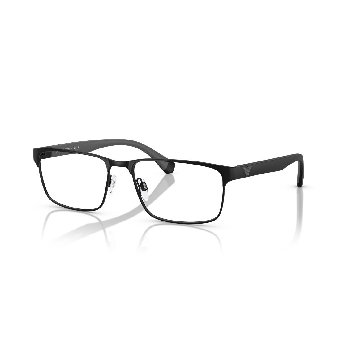 Emporio Armani 0Ea1105 Rectangular Metal Sunglasses In Matte Black Finish