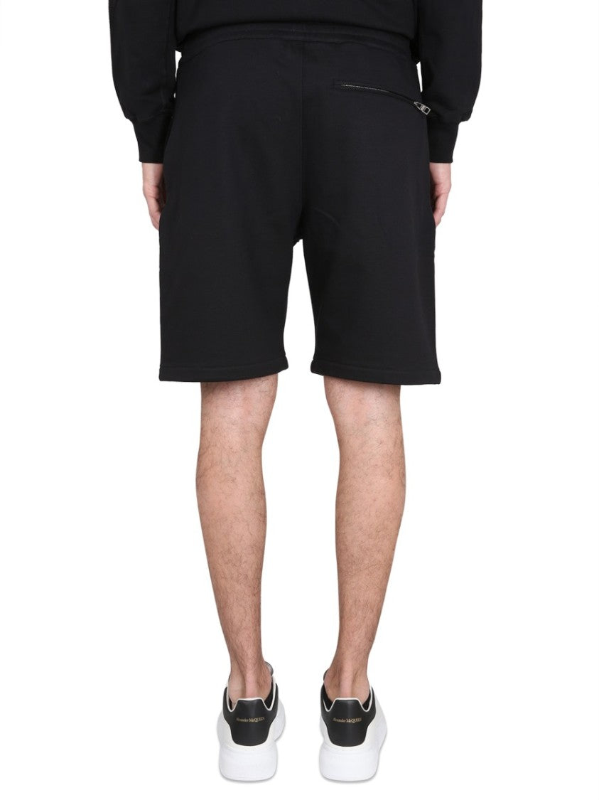 Alexander Mcqueen Graffiti Logo Cotton Bermuda Shorts