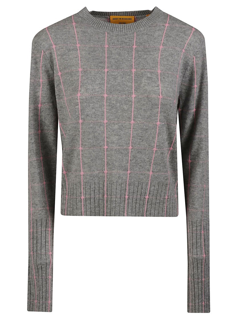 Guest In Residence Shrunken Cropped Pink Stitch Cashmere Sweater