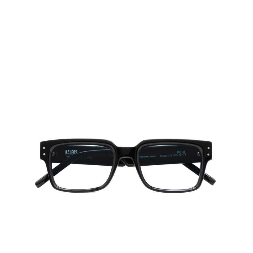Kaleos Pohl Bold Rectangular Black Eyeglasses With Metallic Accents