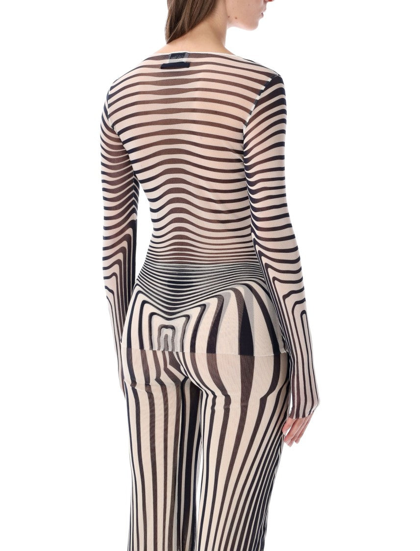 Jean Paul Gaultier Body Morphing Striped Mesh Top