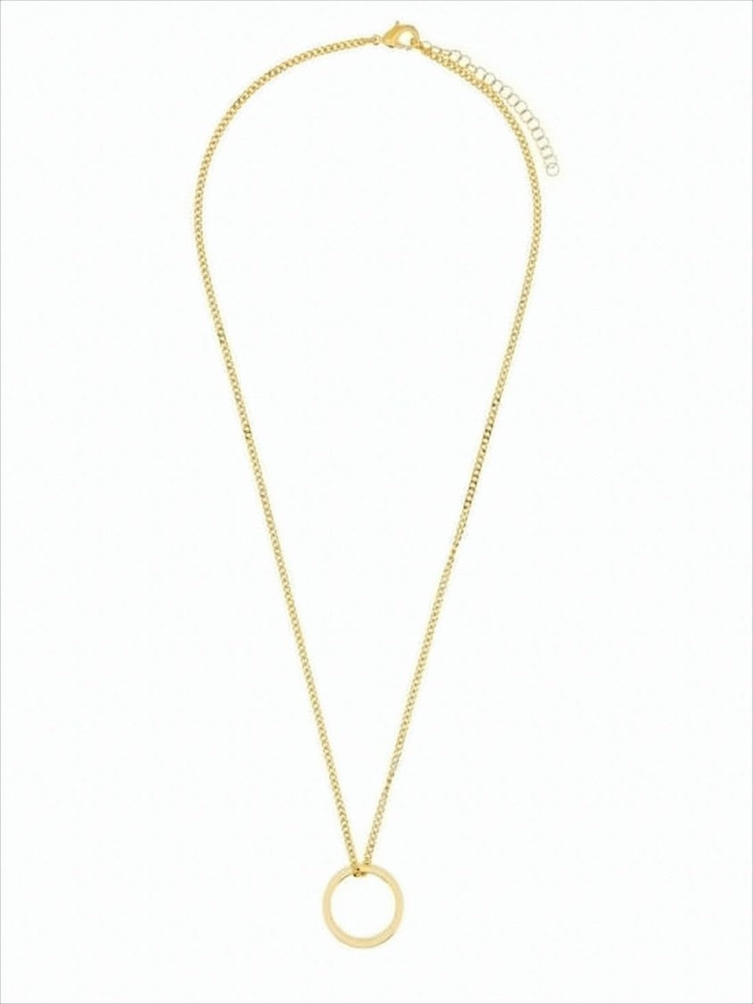 Mm6 By Maison Margiela Polished Brass Necklace With Circular Pendant