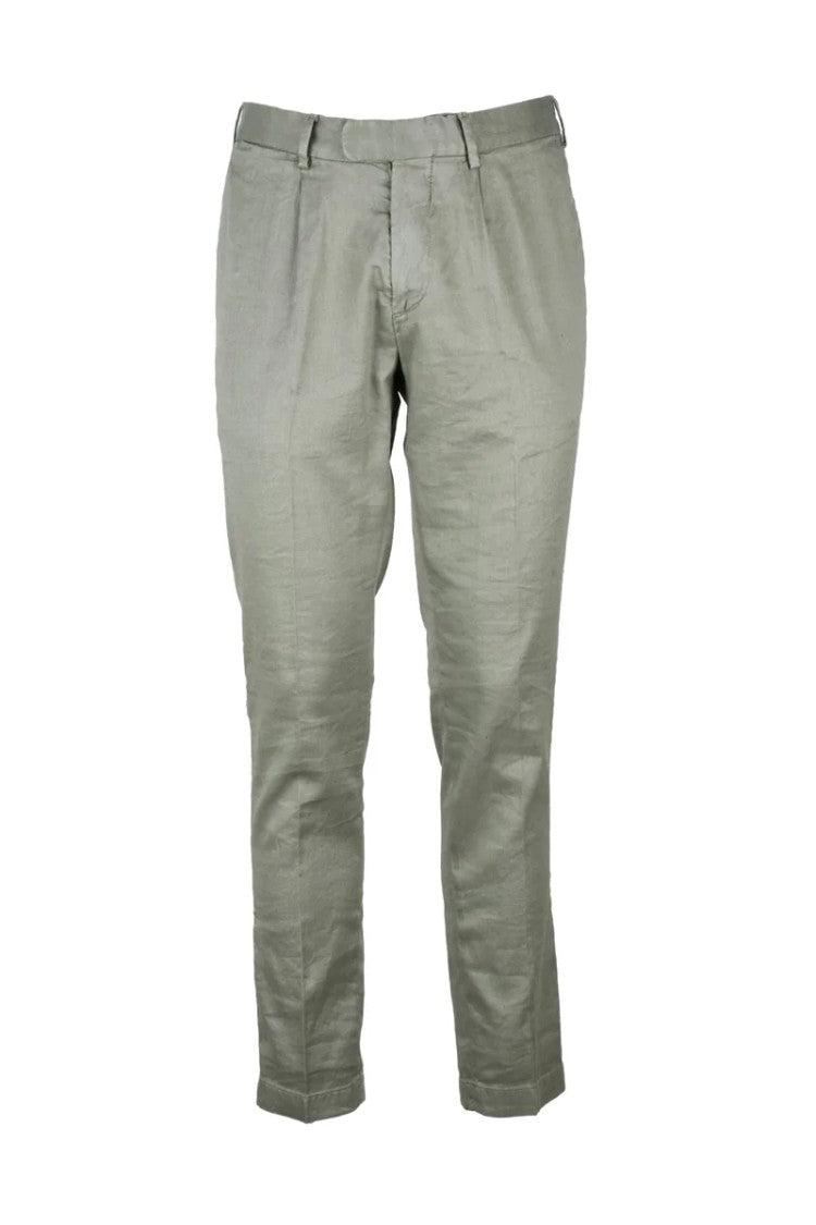 Devore Devore Linen-Cotton Blend Stretch Trousers With Mid-Rise Waist And Tailored Fit