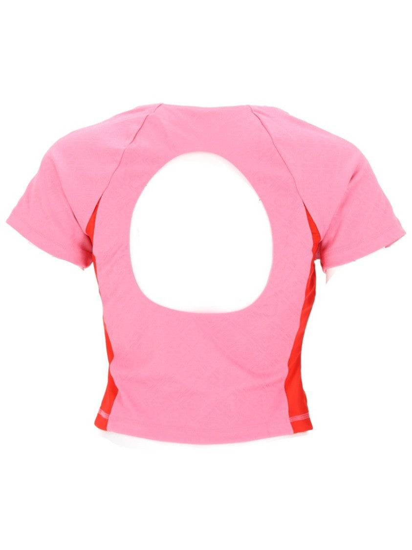 Casablanca Pink Color-Block Circular Cutout Top
