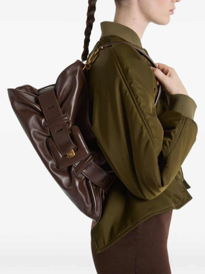 Balmain Soft Leather Wide Belt Shoulder Bag