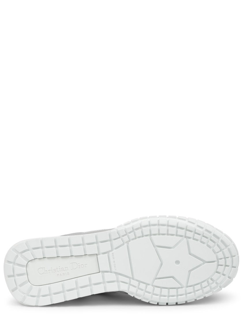 Dior Metallic Silver Leather Lace-Up Sneakers