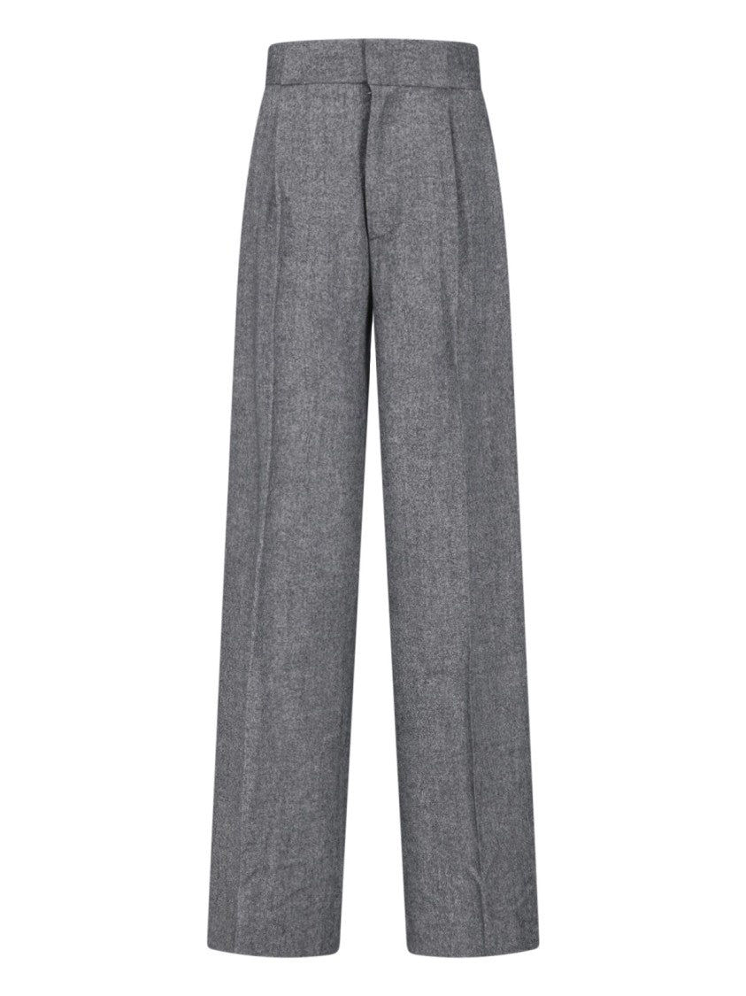 Sa Su Phi Grey Tailored Straight-Leg Virgin Wool Pants